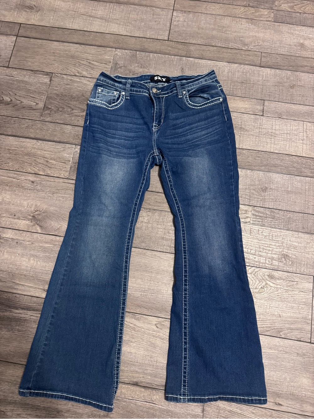 Sky Dark Blue Flare Jeans